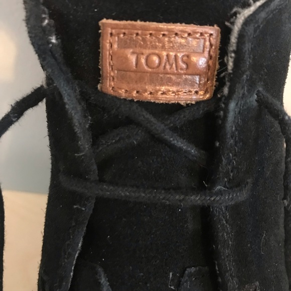 Black Suede Toms Desert Wedge Bootie - Picture 5 of 6